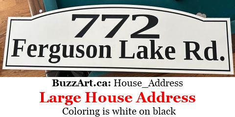 White on black house address plastic sign